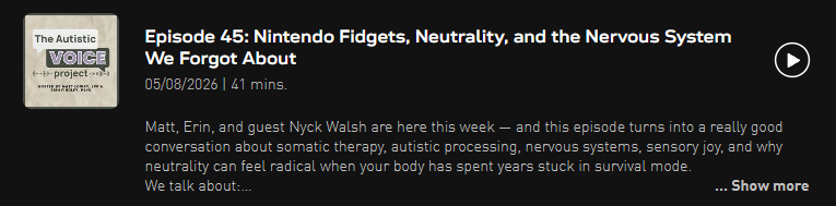 (Podcast episode listing) Episode 45: Nintendo Fidgets, Neutrality, and the Nervous System We Forgot About