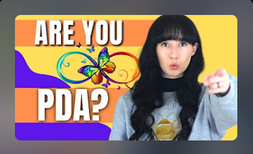 white woman with long black hair saying "Are you PDA?"